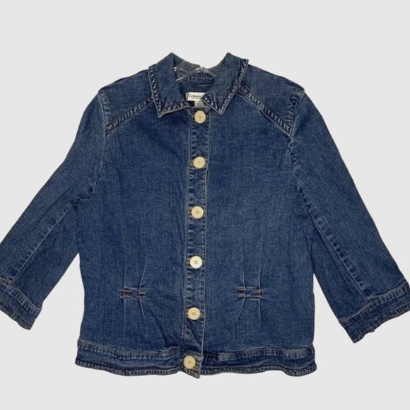 Coldwater Creek Denim Jacket Shirt Shacket Stretch Sz 14 - Picture 1 of 3
